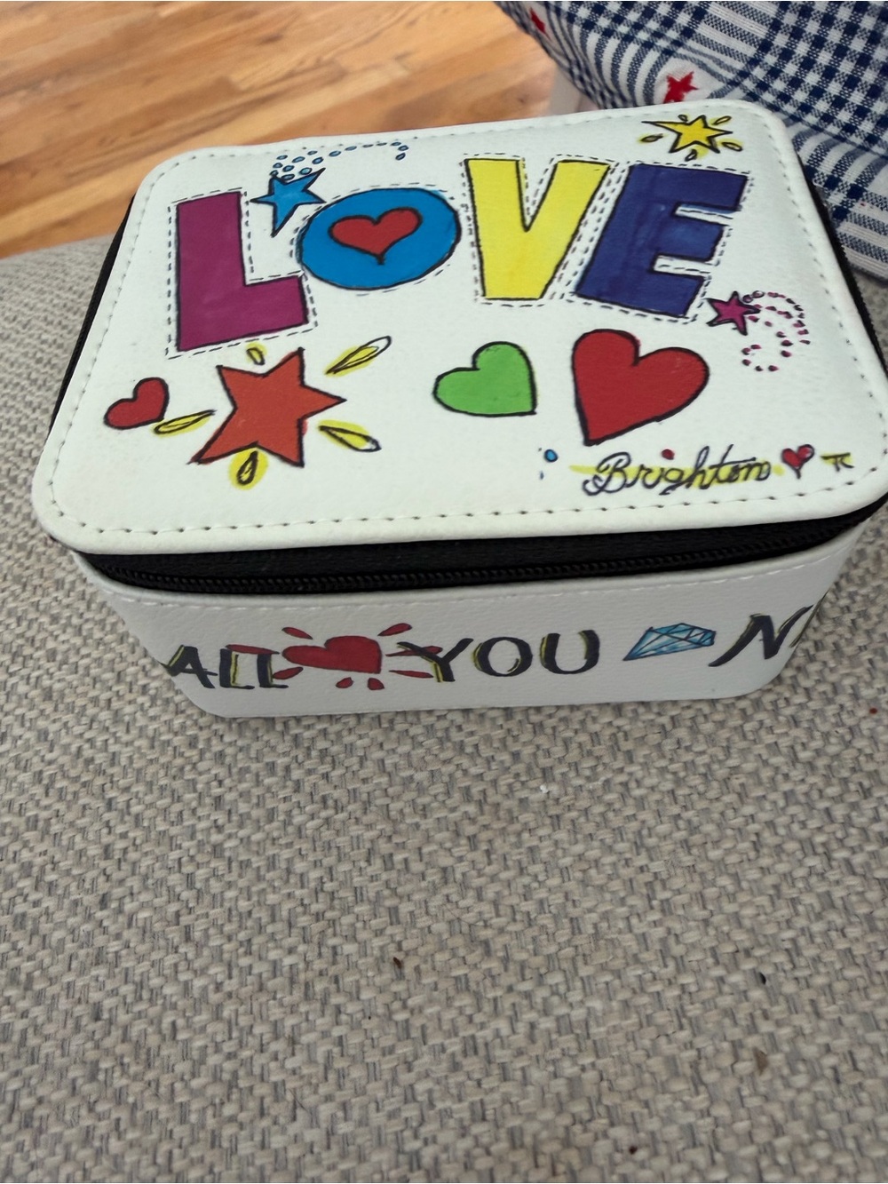 Brighton Blue and Pink Love Sparkle Tote with Bow and Patchwork Hearts - Picture 7 of 13